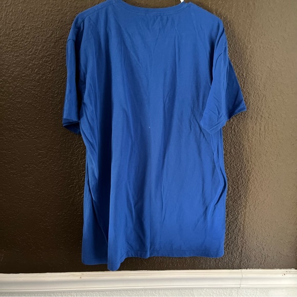 Blue Short Sleeve V Neck Tee, Size XXL - Picture 2 of 4
